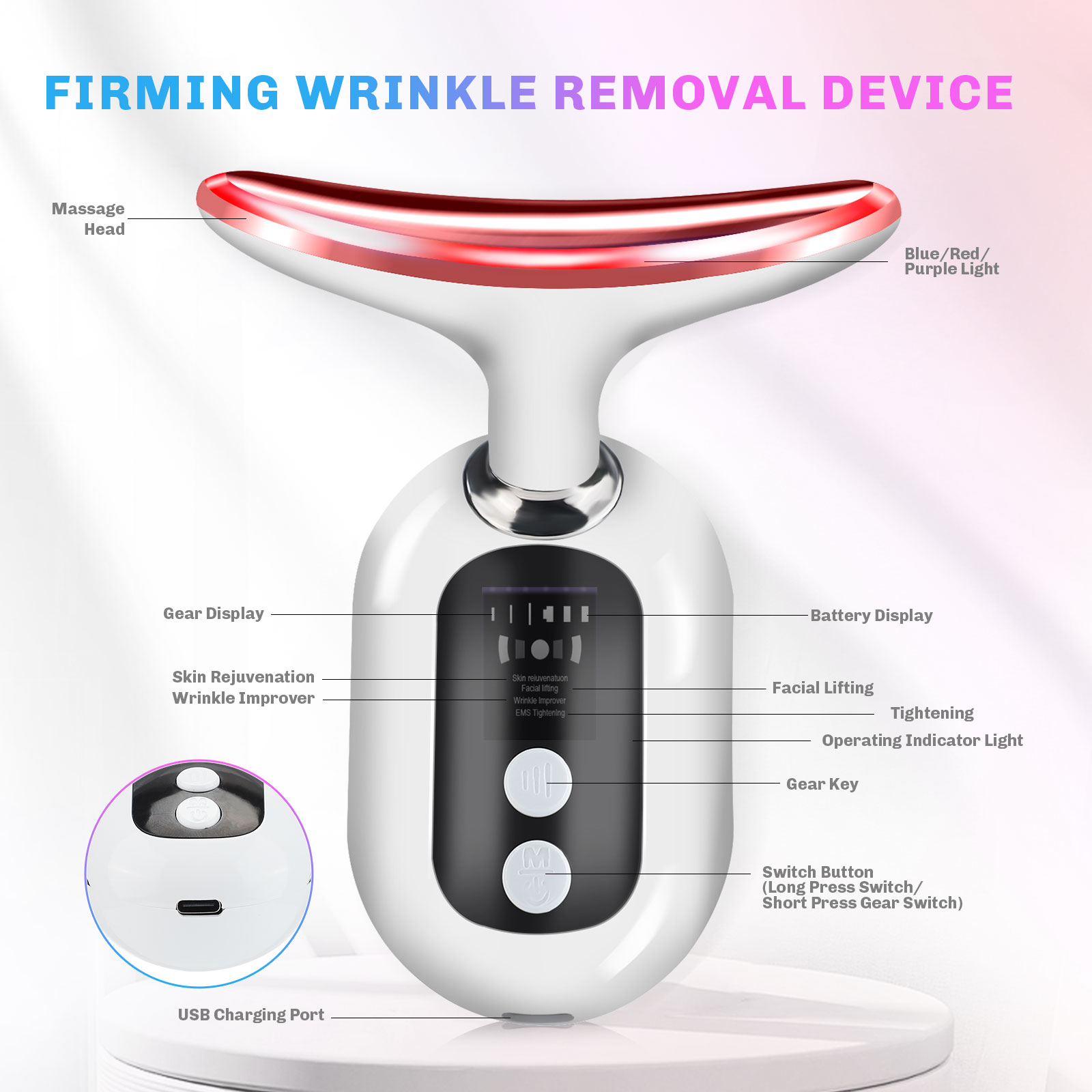 Microcurrent Neck Face Massage - Skincare Glowing recension och pris